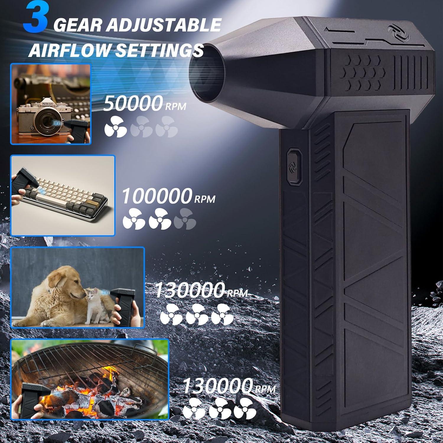 Soplador de Aire Portátil Yokacor JF-002b 130,000 RPM 52 m/s