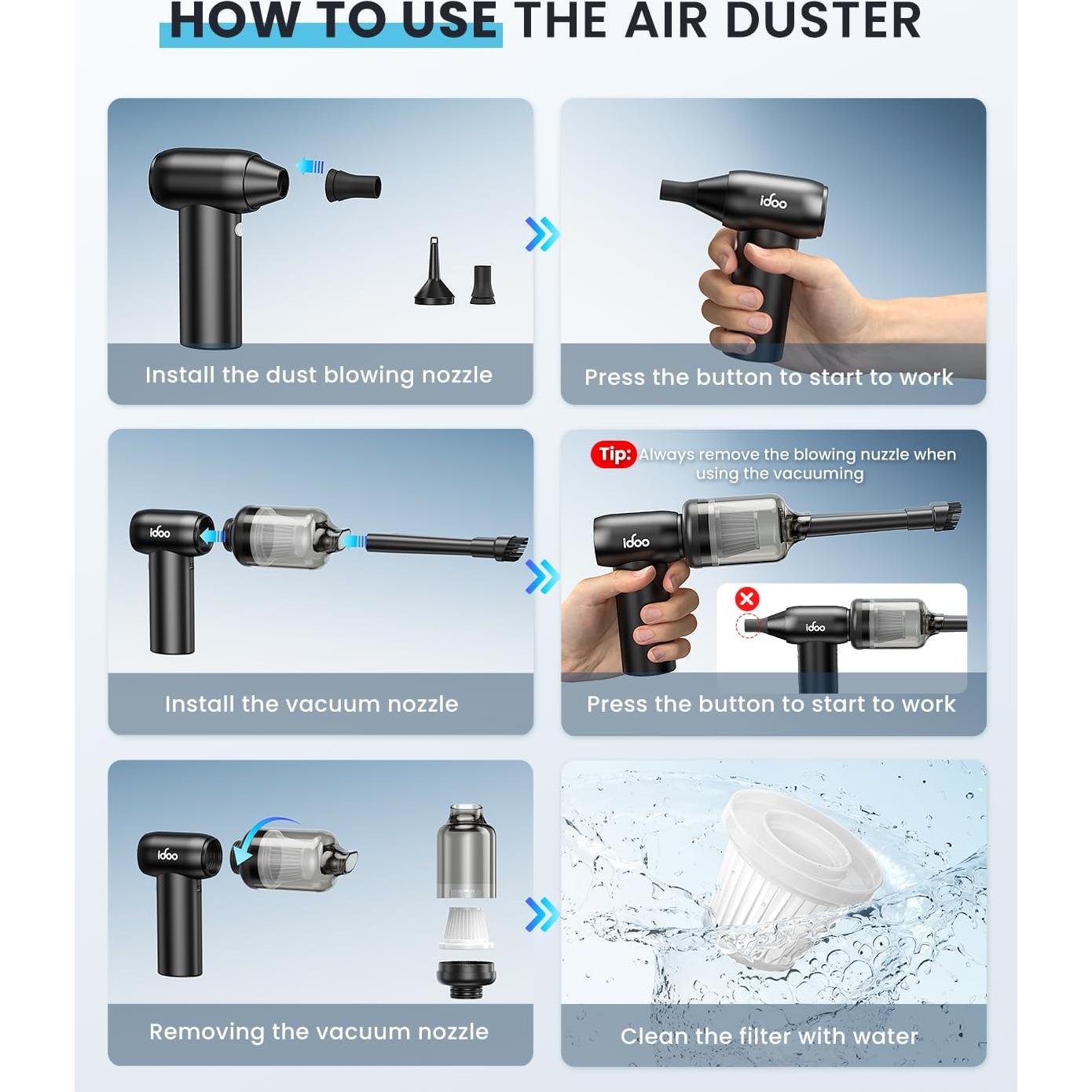 Soplador de Aire Comprimido iDOO I-G-02 Mini Portátil 3 Velocidades