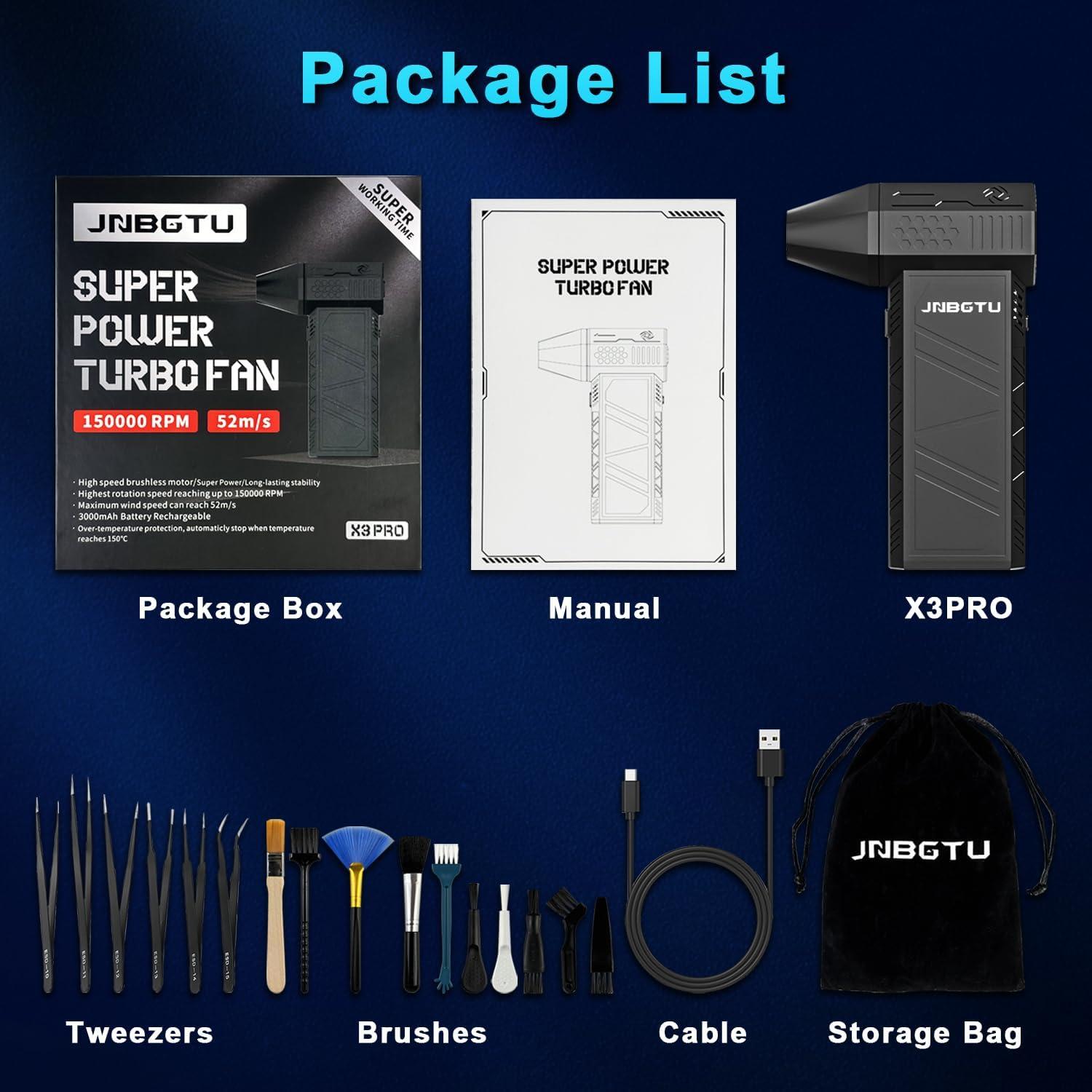 Soplador de Aire Comprimido JNBGTU X3 PRO 150000 RPM 3 Velocidades