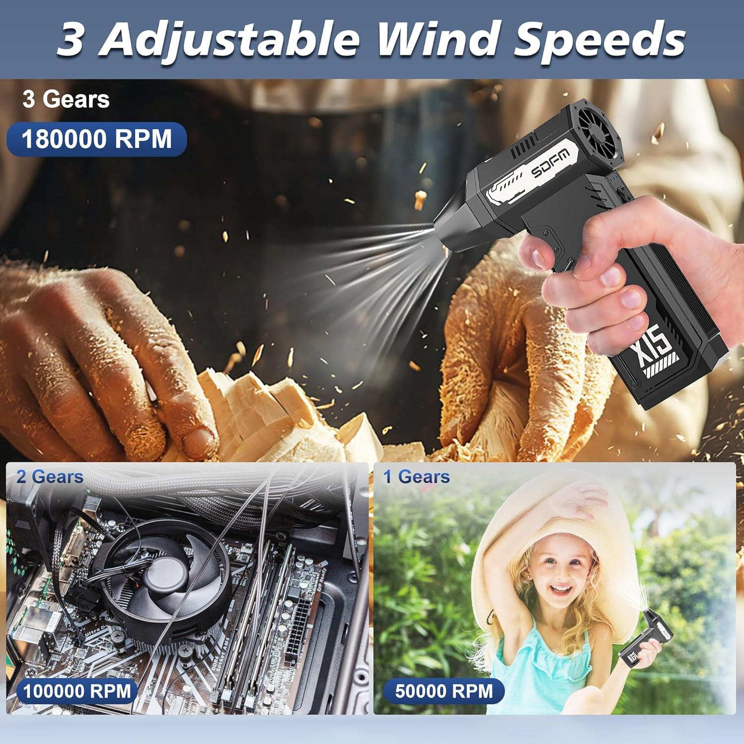 Soplador de Aire Comprimido SDFM X15 - 180,000 RPM Inalámbrico