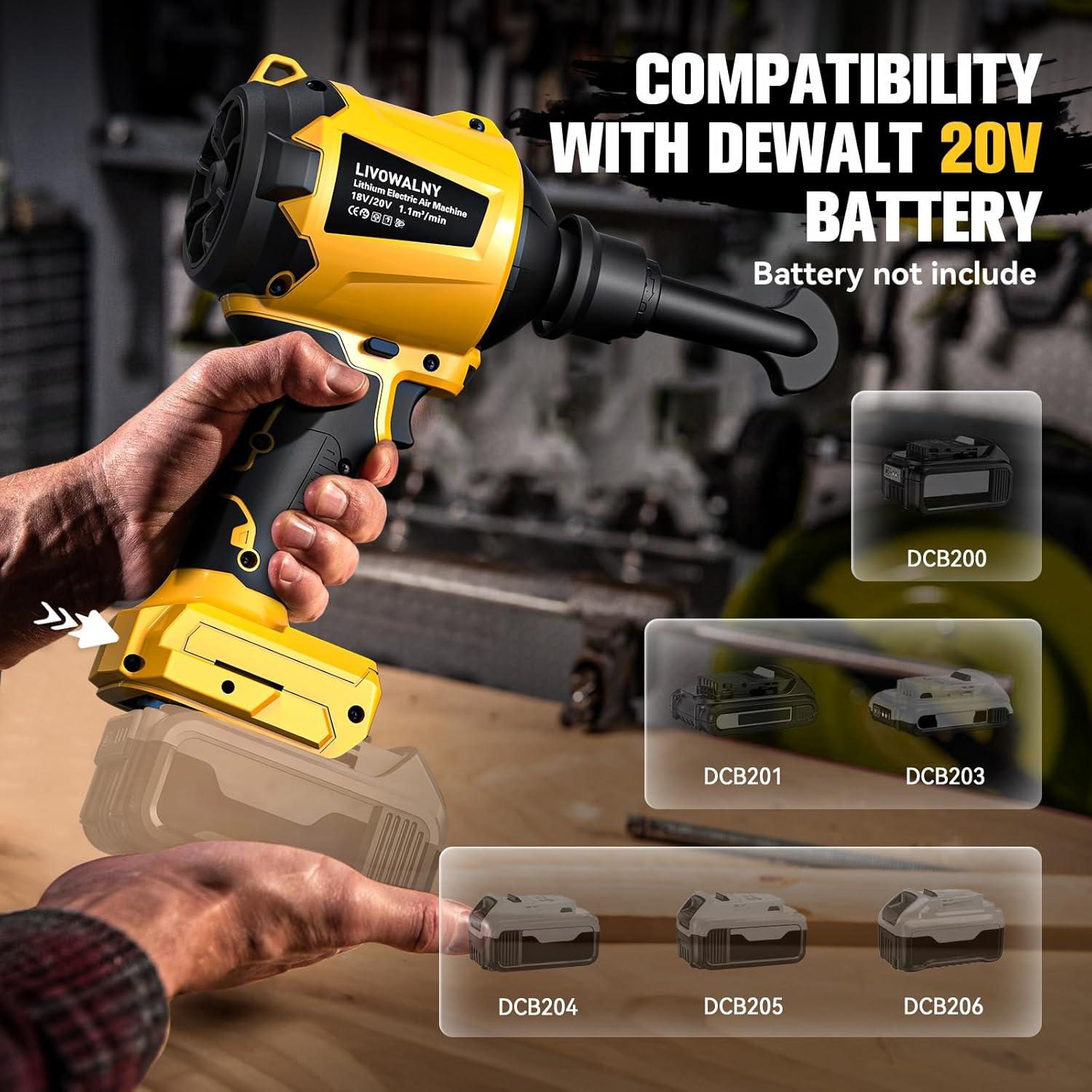 Soplador de Polvo Inalámbrico LIVOWALNY 20V 447 MPH para Dewalt