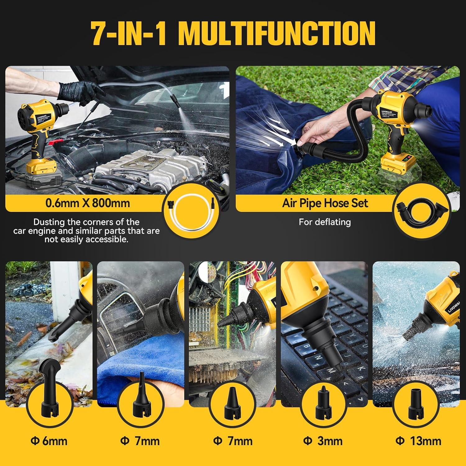 Soplador de Polvo Inalámbrico LIVOWALNY 20V 447 MPH para Dewalt