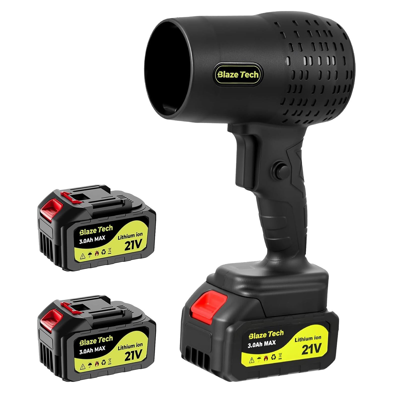 Soplador de Hojas Inalámbrico BlazeTech 300000RPM 2 Baterías 21V