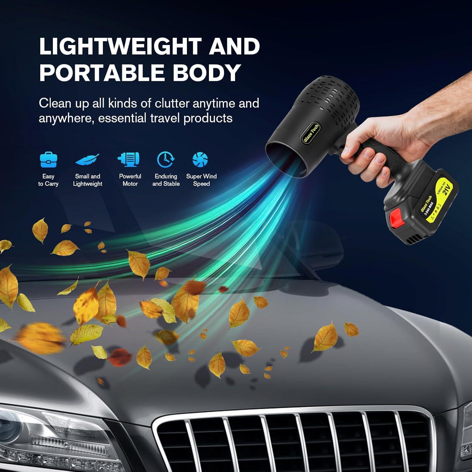 Soplador de Hojas Inalámbrico BlazeTech 300000RPM 2 Baterías 21V