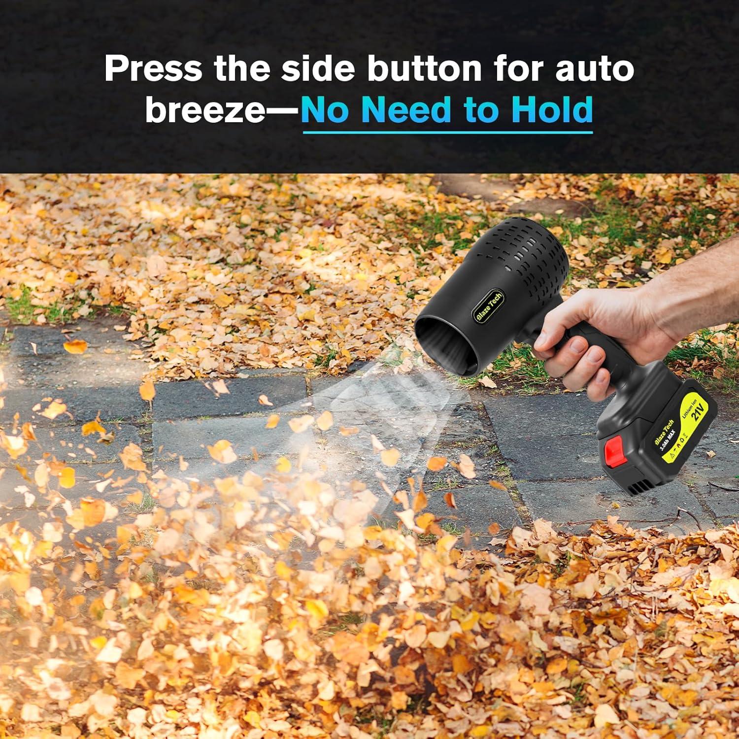 Soplador de Hojas Inalámbrico BlazeTech 300000RPM 2 Baterías 21V