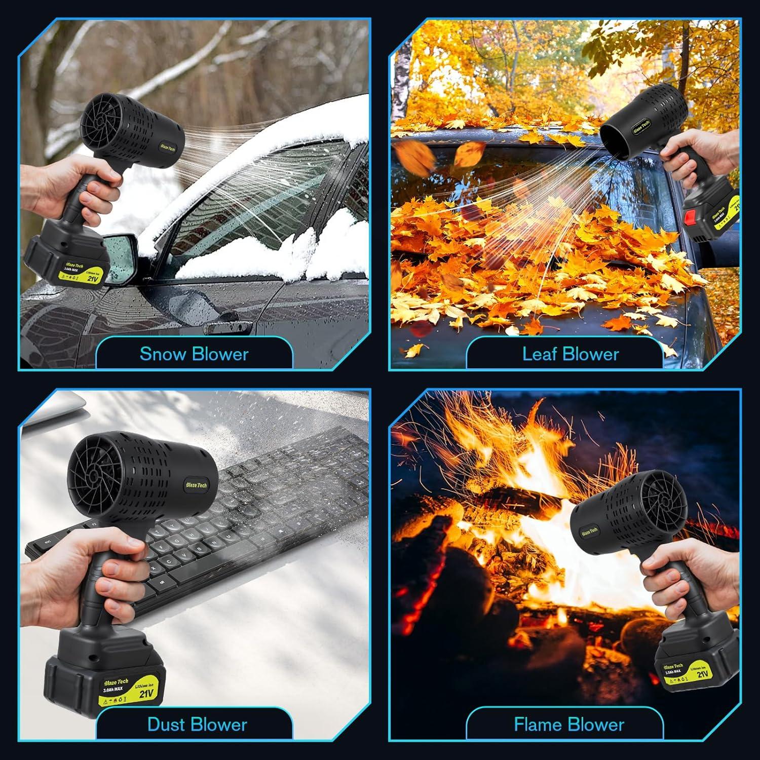 Soplador de Hojas Inalámbrico BlazeTech 300000RPM 2 Baterías 21V