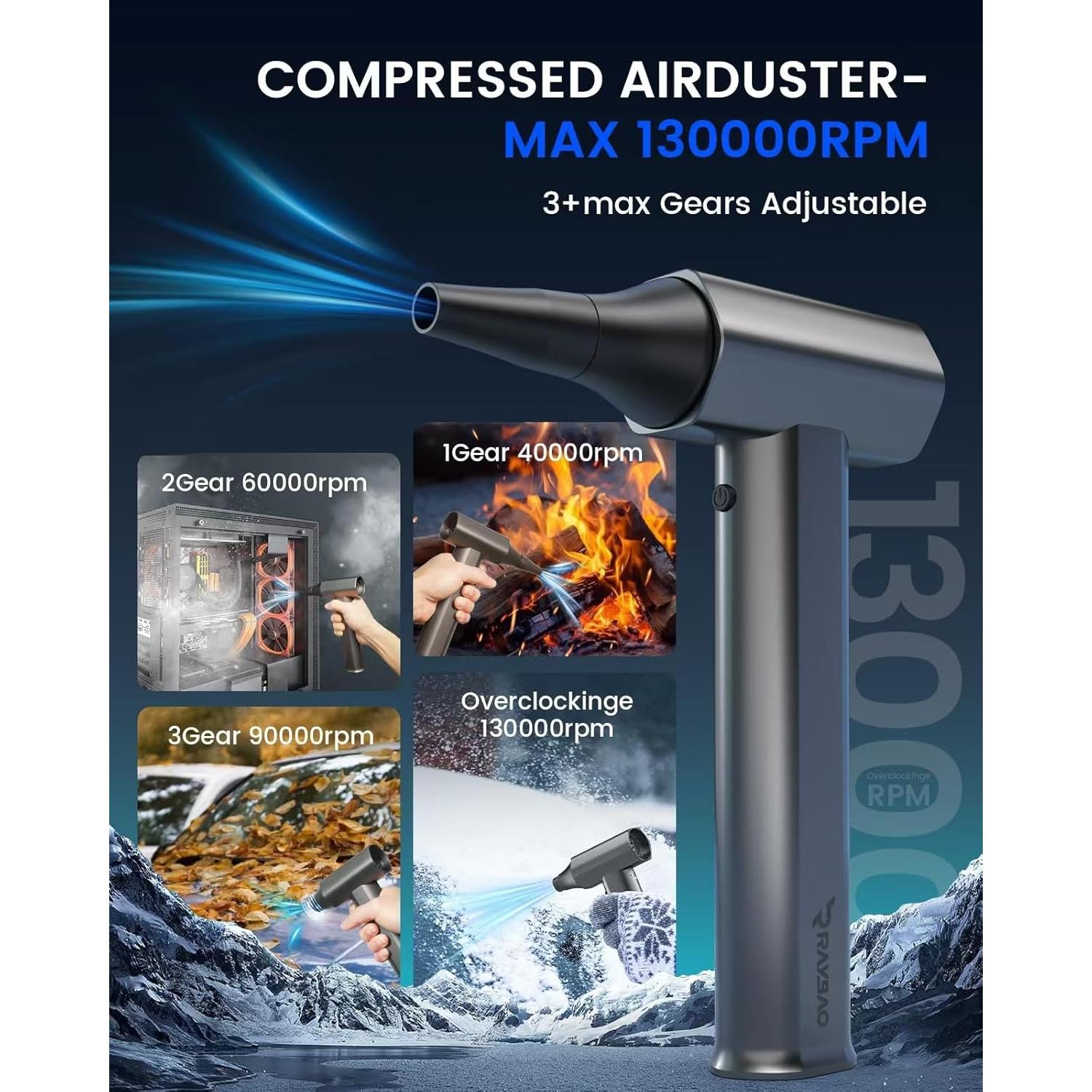 Soplador de Aire RAYBAO 4602 Eléctrico 130000 RPM Portátil