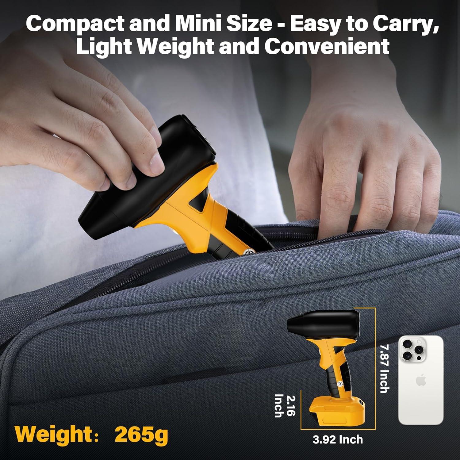 Soplador de Aire Inalámbrico HXTMOJU 20V 130000RPM Compacto