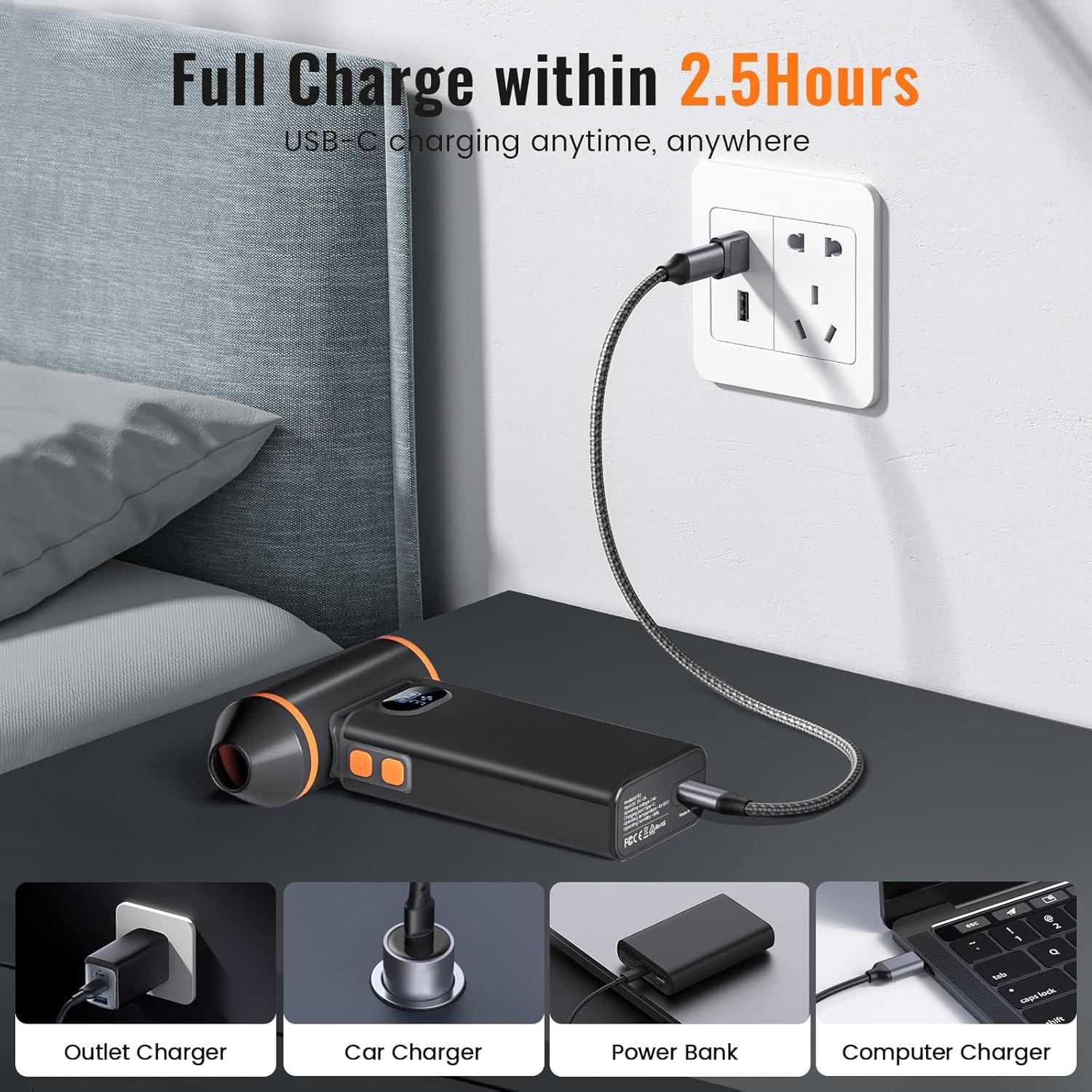 Soplador de Aire Eléctrico BAOHZ BC02, 4 Velocidades, 6000mAh