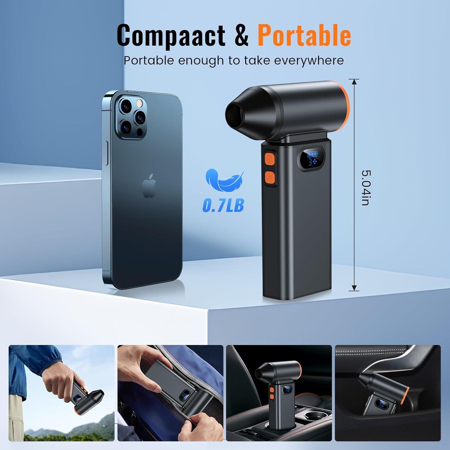 Soplador de Aire Eléctrico BAOHZ BC02, 4 Velocidades, 6000mAh