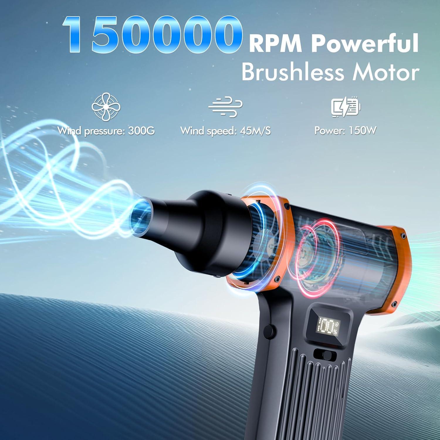 Soplador de Aire Eléctrico CAPNEW 150000 RPM Turbo 8000mAh