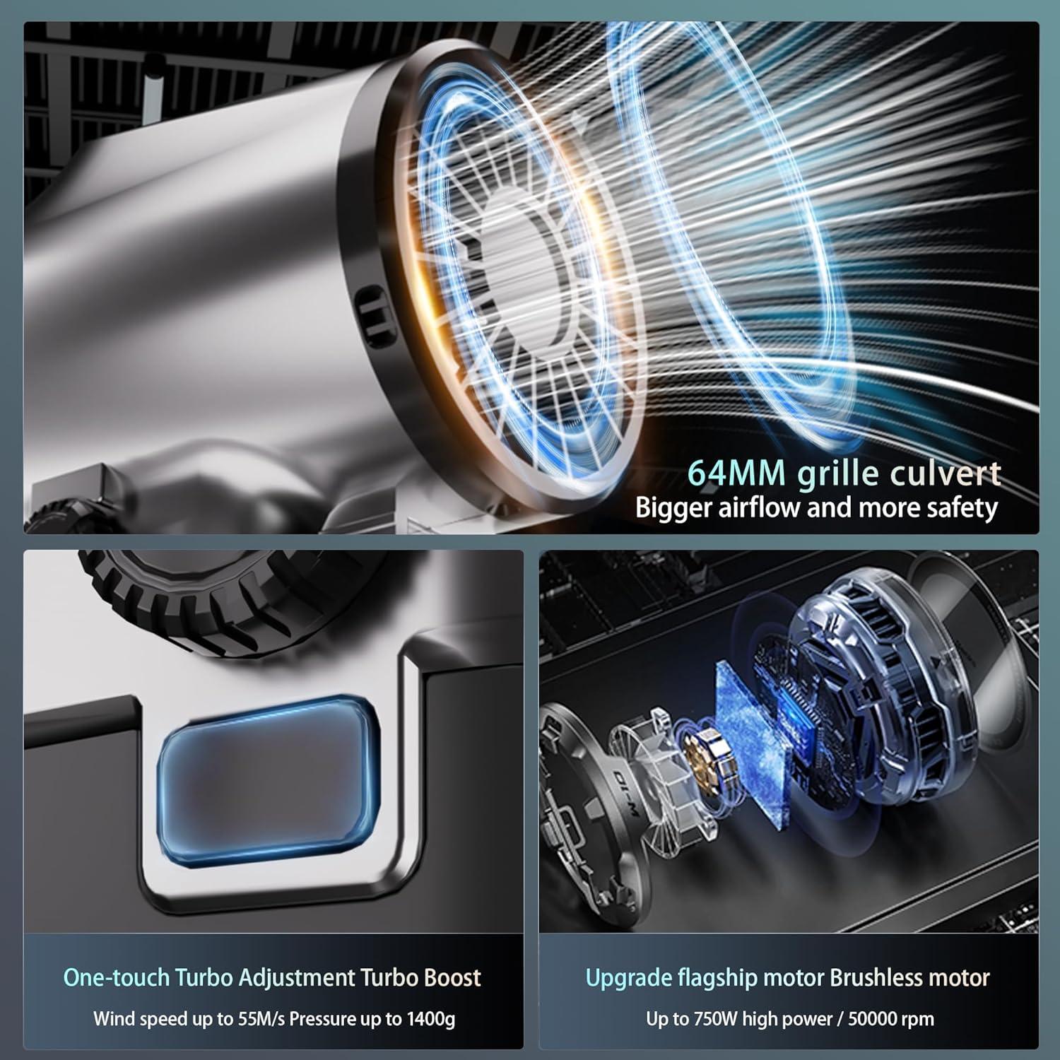 Soplador Turbo Performance Guru TF64A2 750W 1.4kg Portátil