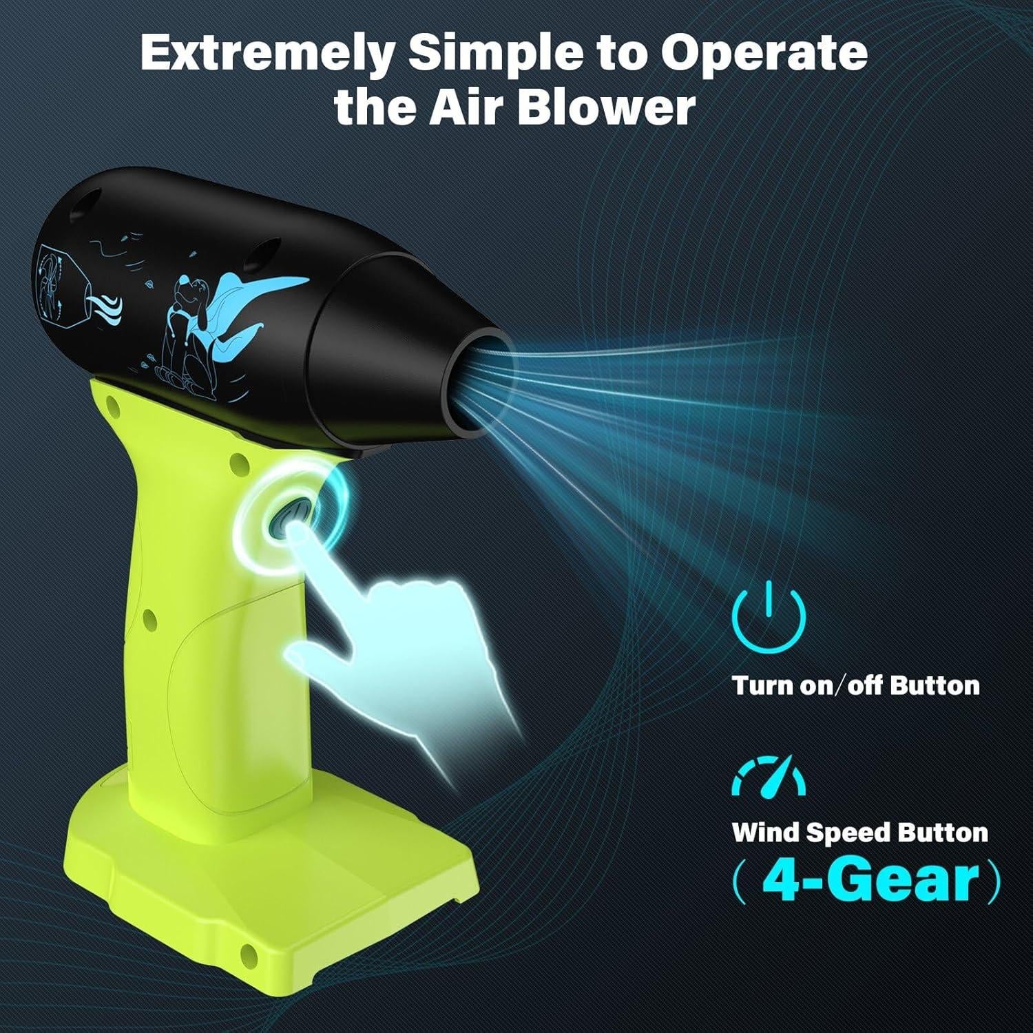 Mini Jet Dry Blower Fan for Ryobi 18V Battery,130000RPM Electric Air Duster,Rechargeable Cordless Jet Fan Blower for PC, Car and Outing Jobsite (Battery Not Included)