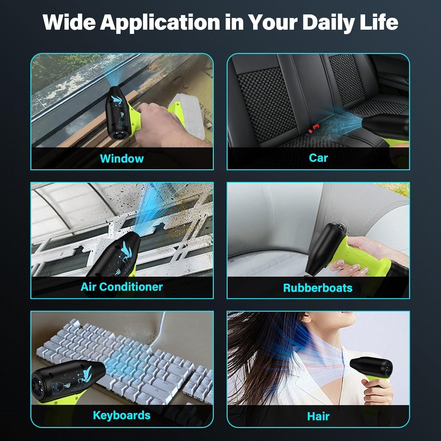 Mini Jet Dry Blower Fan for Ryobi 18V Battery,130000RPM Electric Air Duster,Rechargeable Cordless Jet Fan Blower for PC, Car and Outing Jobsite (Battery Not Included)