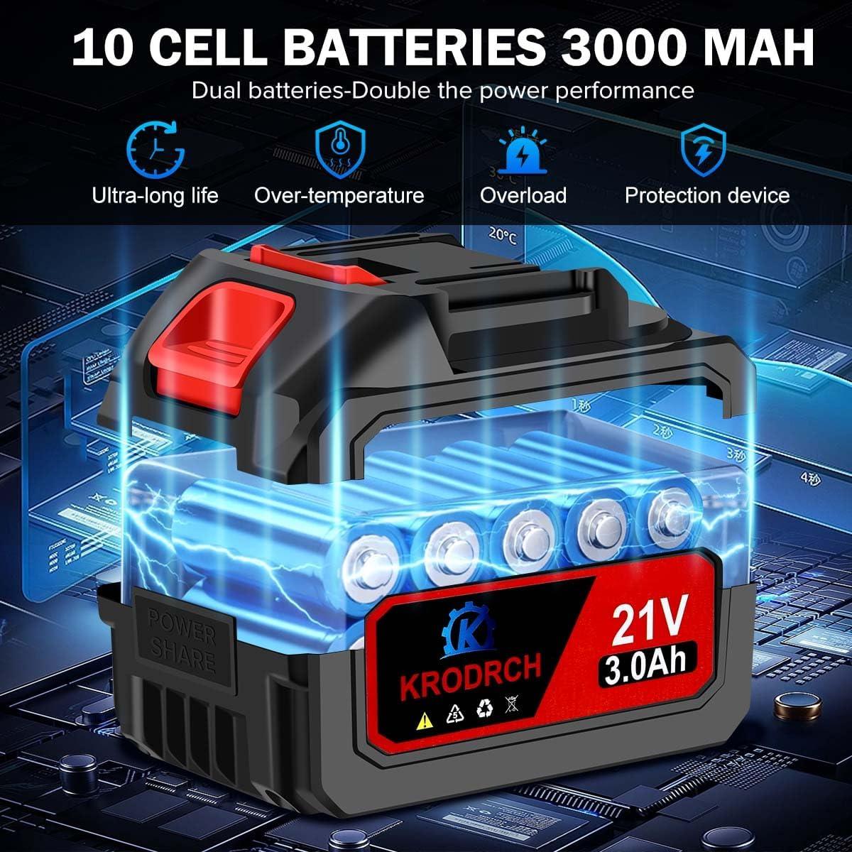 Soplador de Hojas Inalámbrico Krodrch 21V 3000mAh 300000RPM