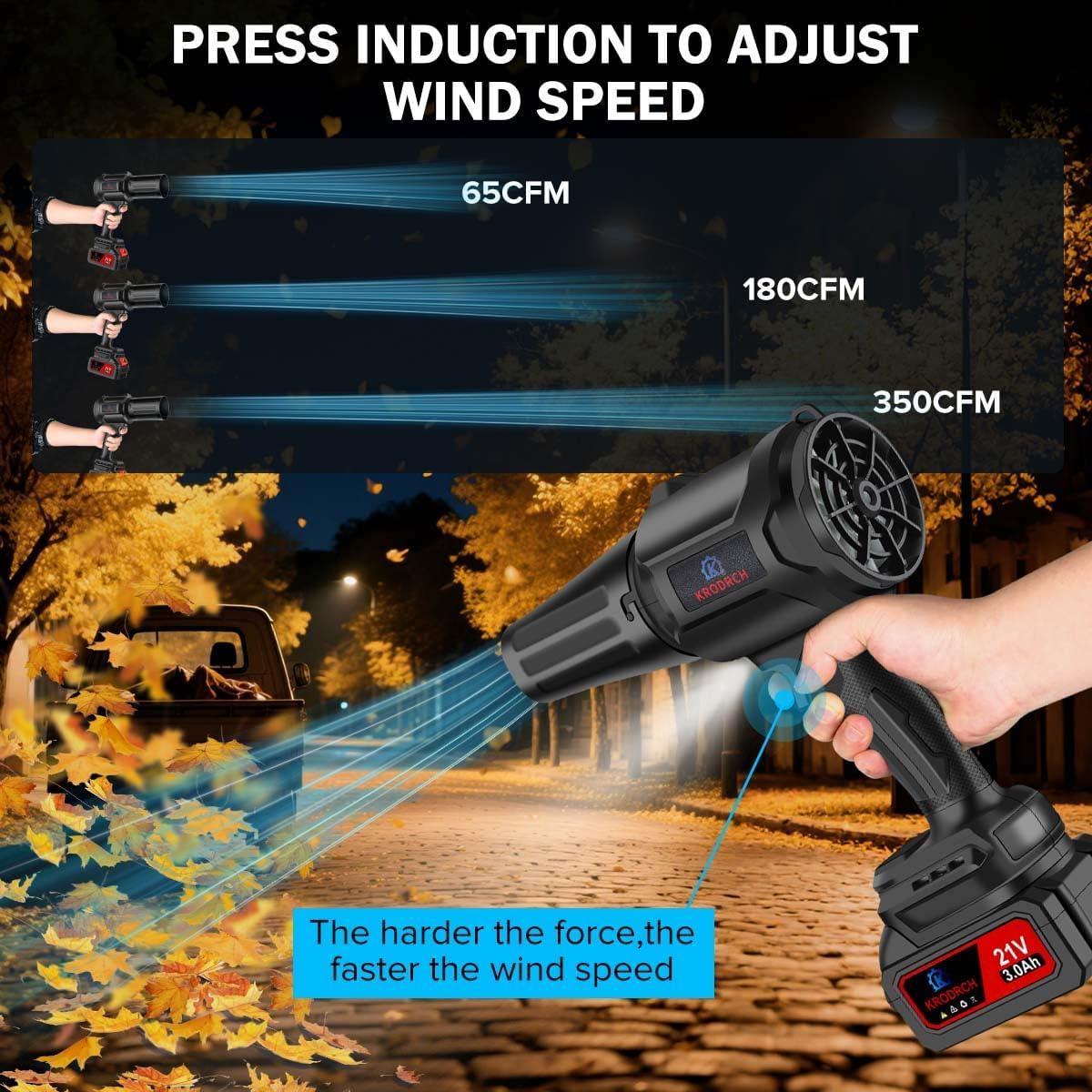 Soplador de Hojas Inalámbrico Krodrch 21V 3000mAh 300000RPM