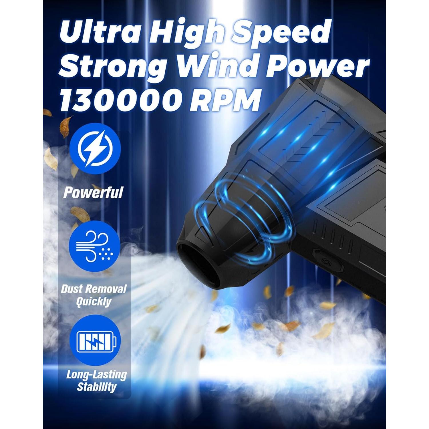 Soplador de Aire Comprimido Zezzo, 130000RPM, 3 Velocidades