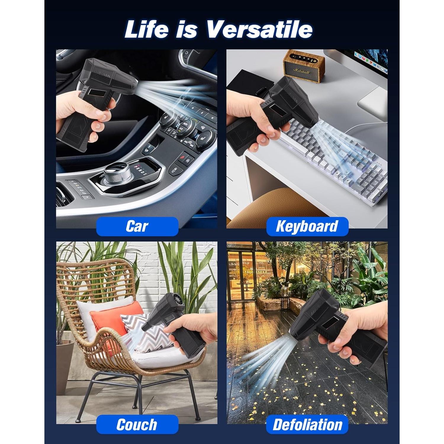 Soplador de Aire Comprimido Zezzo, 130000RPM, 3 Velocidades