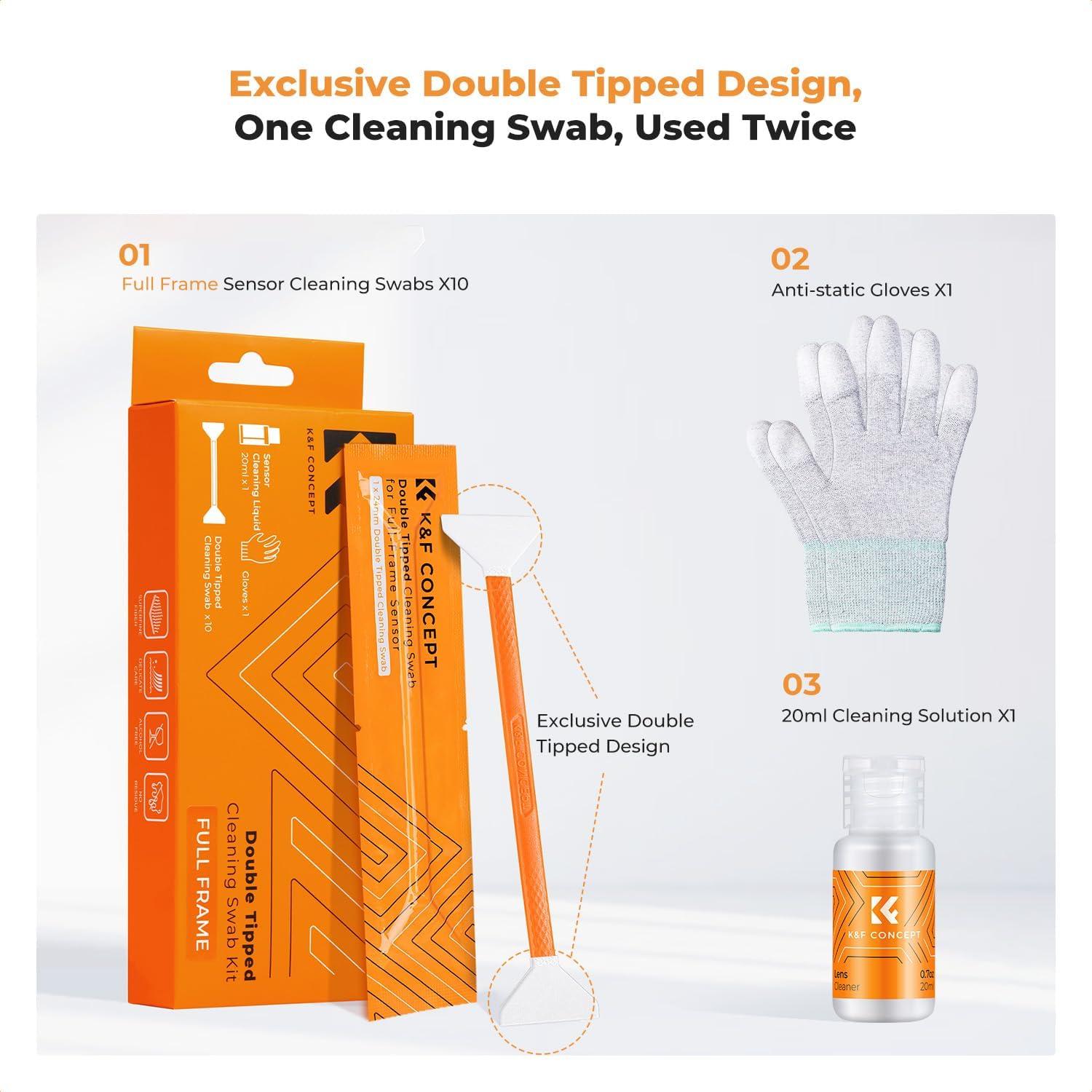Kit de Limpieza de Sensor K&F Concept 20ml y 10 Hisopos 24mm