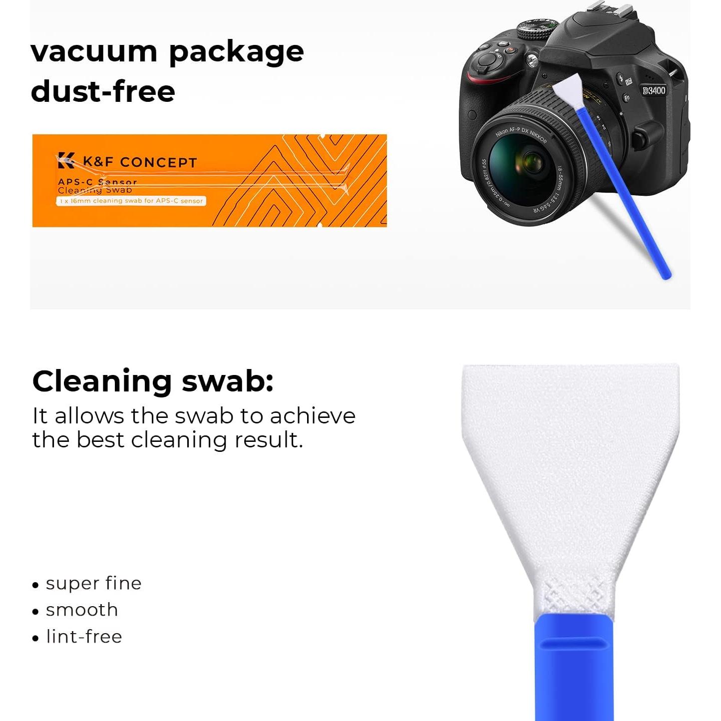 K&F Concept Kit de Limpieza de Sensor DSLR 24mm + 20ml Líquido