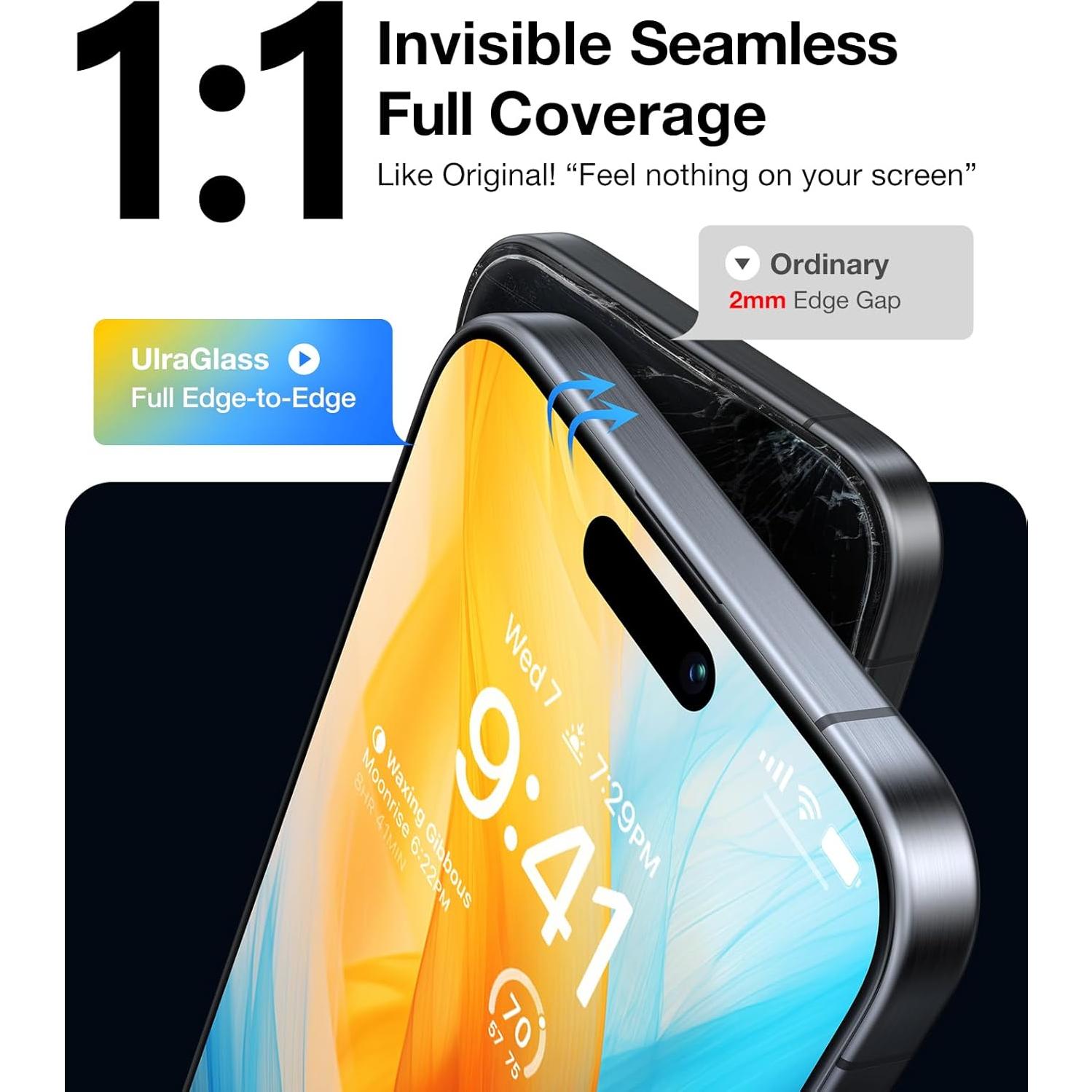 Protector de Pantalla UltraGlass 9H+ para iPhone 14 Pro - 2 Paquetes