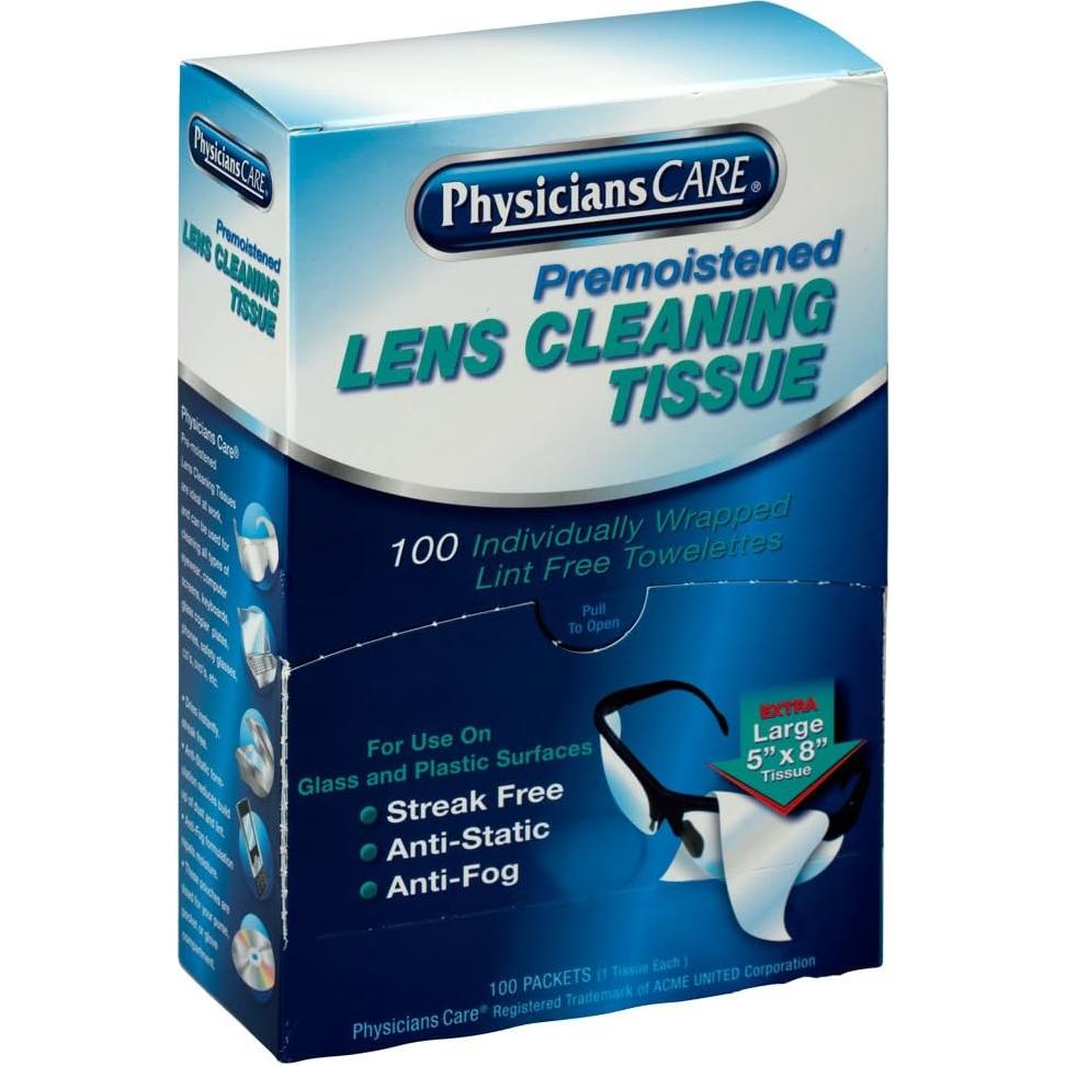 Toallitas de Limpieza de Lentes PhysiciansCare 100 Paquetes