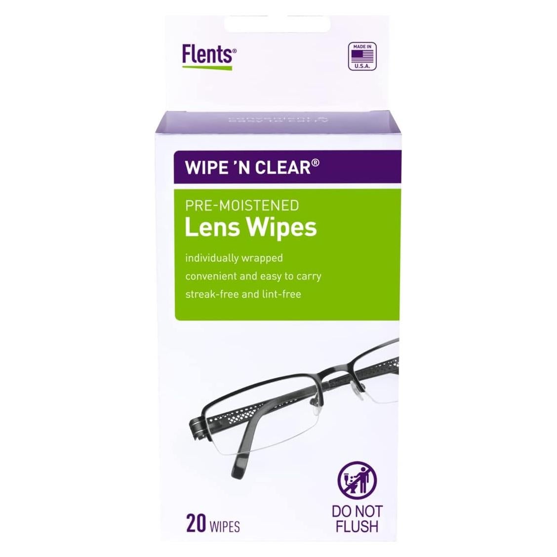 Toallitas de Lente Flents Wipe 'n Clear 20 Unidades