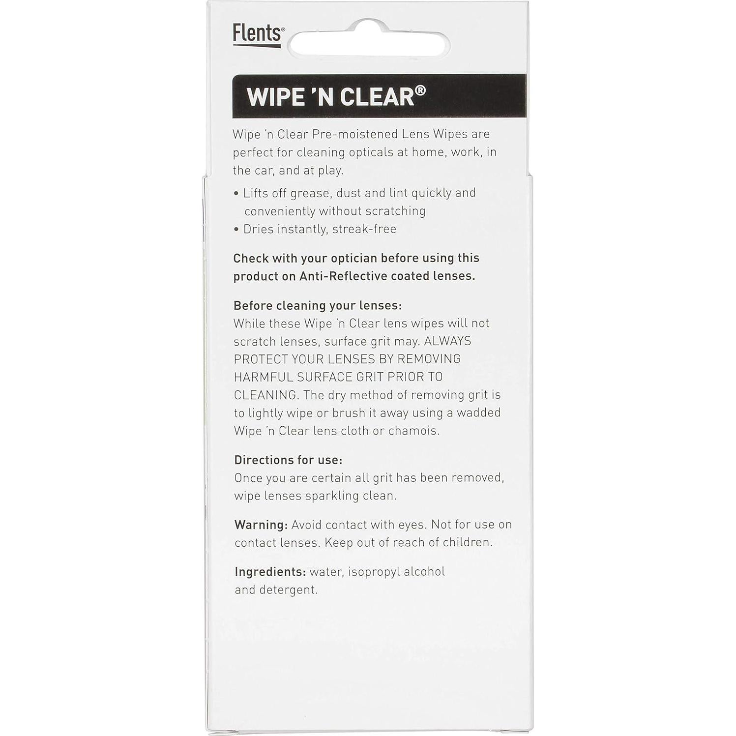 Toallitas de Lente Flents Wipe 'n Clear 20 Unidades