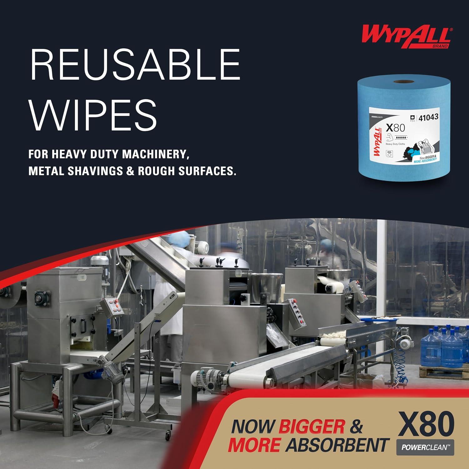 Paños WypAll PowerClean X80 Uso Pesado Azul 455 Hojas Jumbo