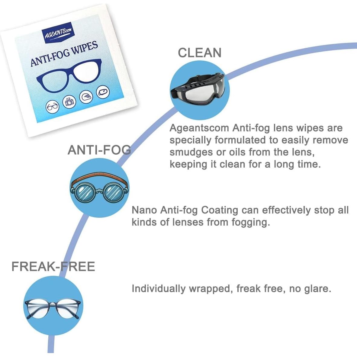 Toallitas Antivaho para Gafas Ageantscom - Paquete 100 Unidades