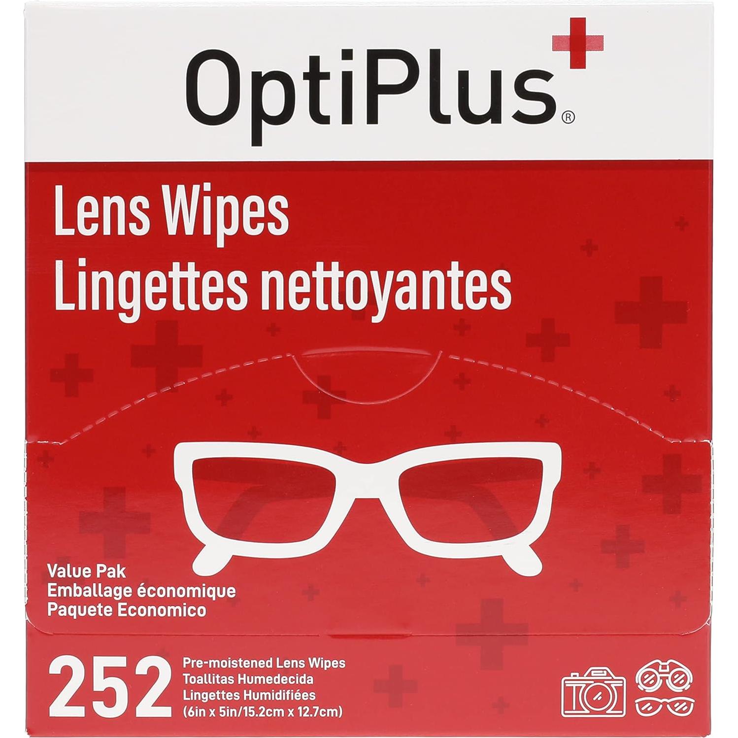 Toallitas de Limpieza para Lentes OptiPlus - 252 Unidades