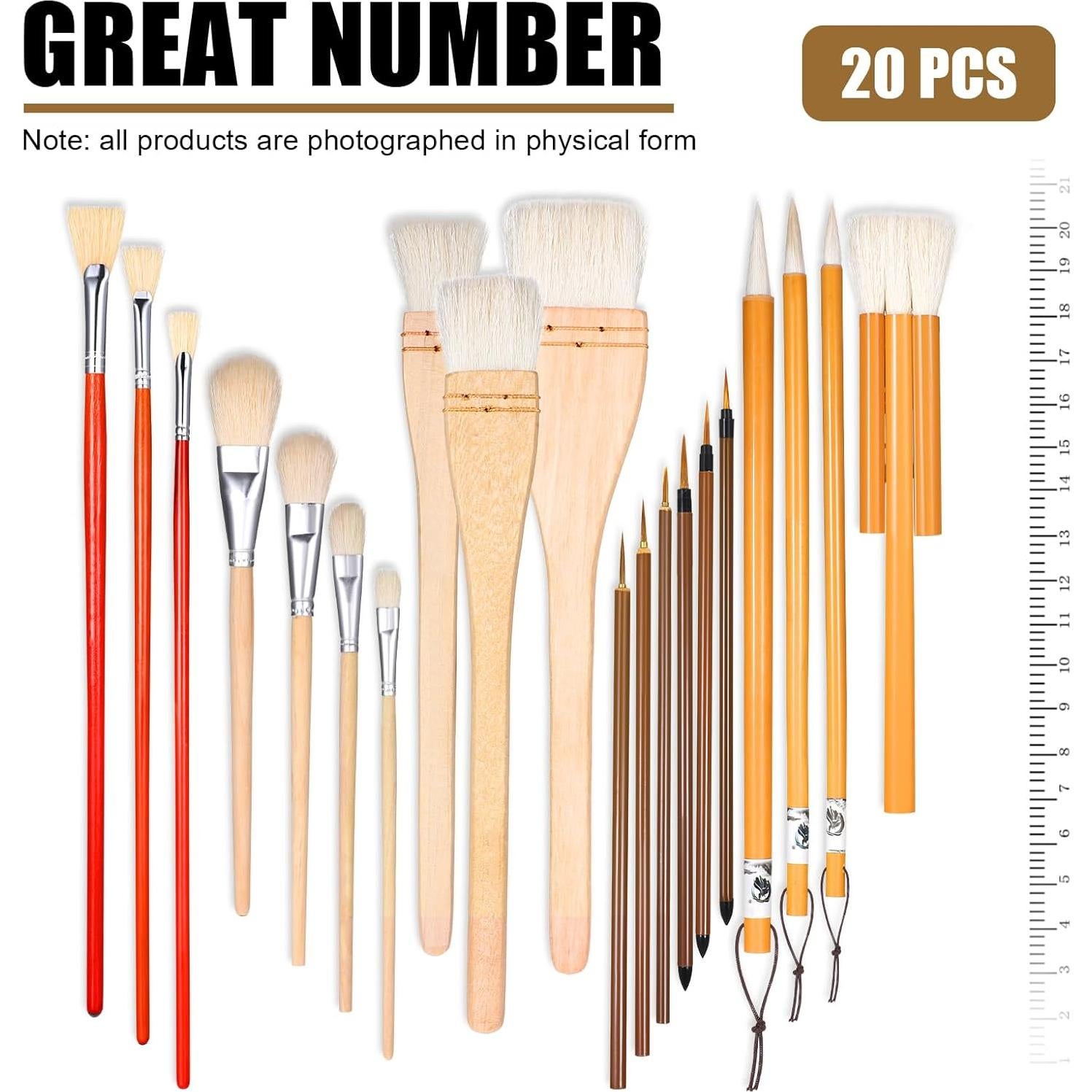 Juego de 20 Pinceles para Esmalte de Cerámica HOFURME