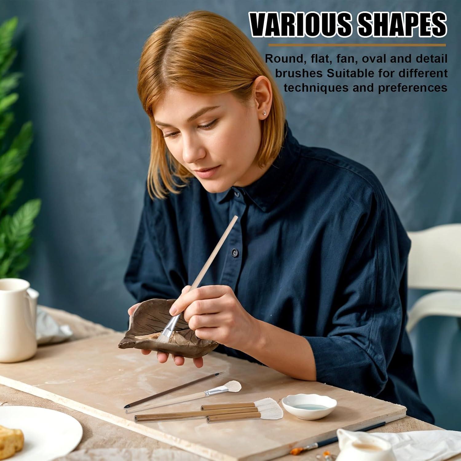 Juego de 20 Pinceles para Esmalte de Cerámica HOFURME