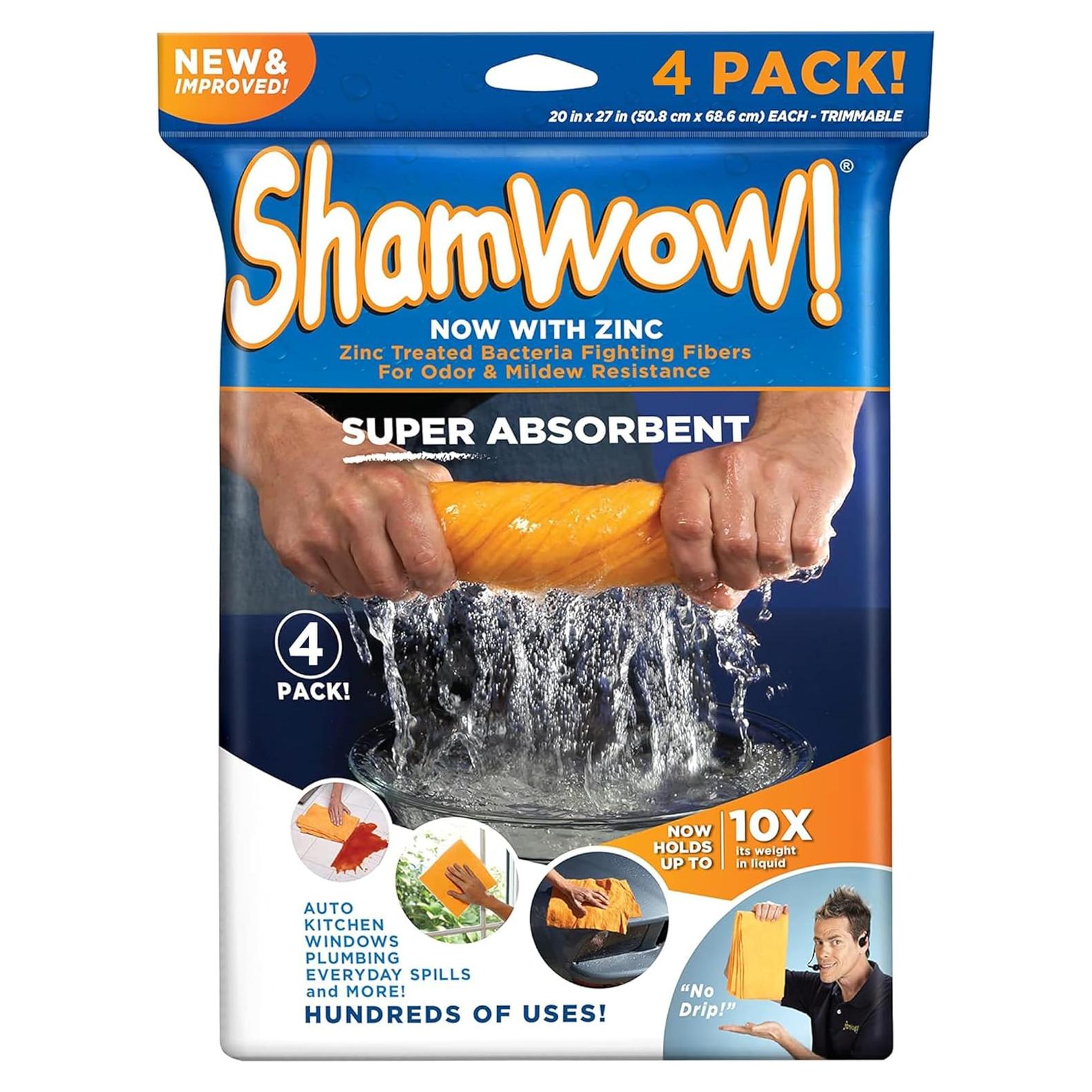 ShamWow Original Toalla Multiusos 4 Paquete Naranja 50.8x59.7cm