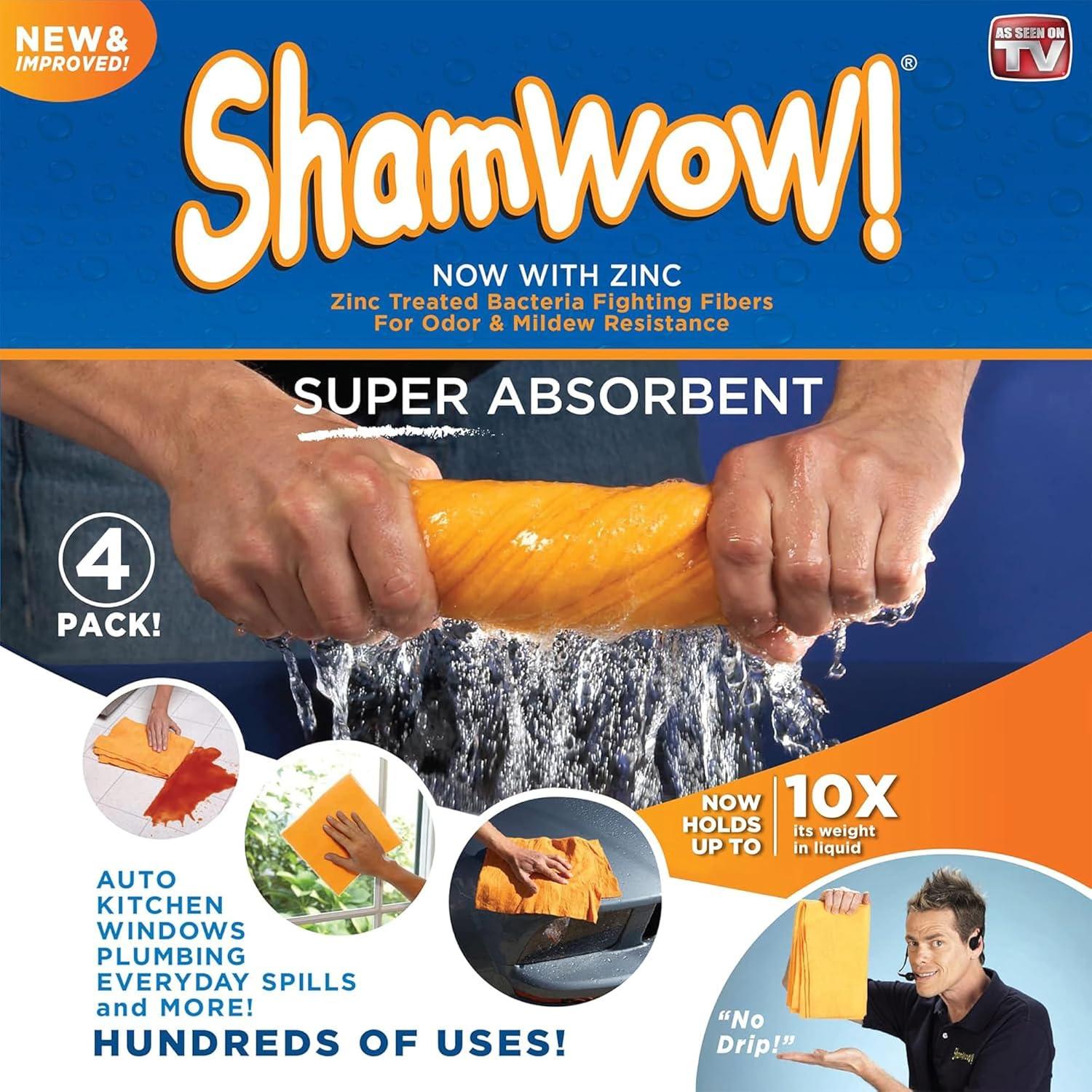 ShamWow Original Toalla Multiusos 4 Paquete Naranja 50.8x59.7cm