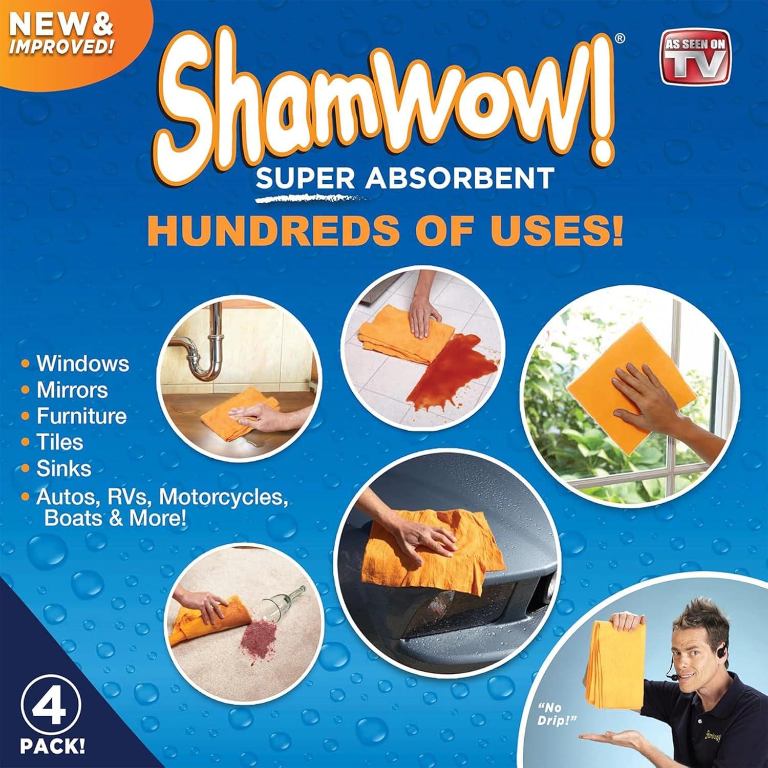 ShamWow Original Toalla Multiusos 4 Paquete Naranja 50.8x59.7cm