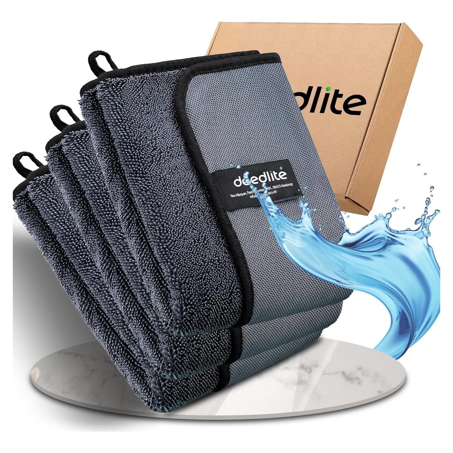 Toallas de Microfibra Deedlite 40x40 cm - Paquete de 3 - Secado Sin Marcas