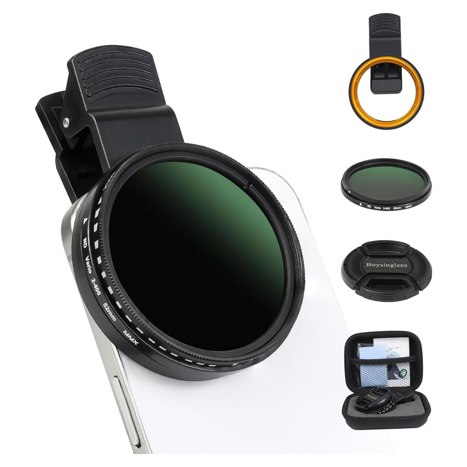 Filtro ND2-ND400 52mm Ajustable para Teléfonos y Cámaras