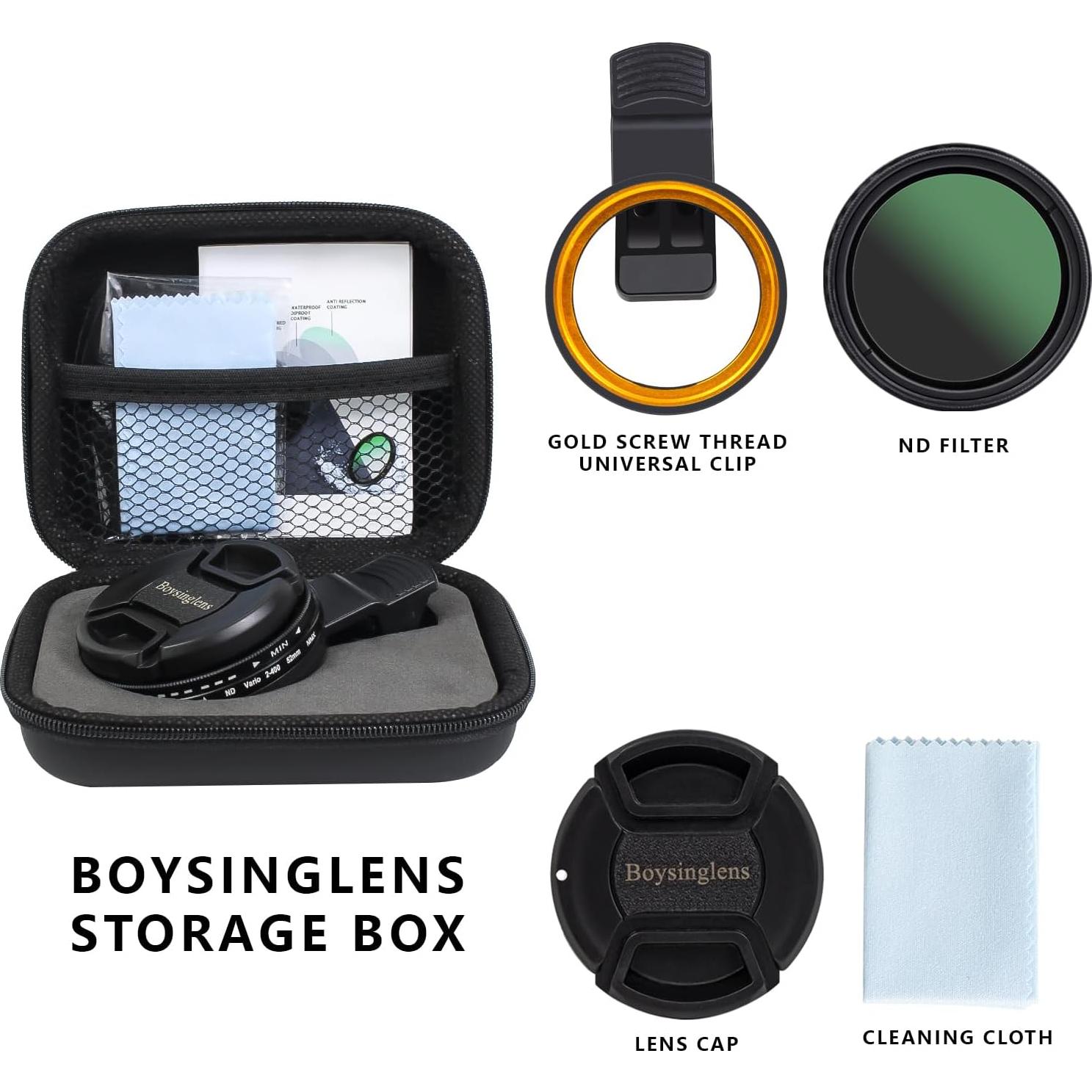 Filtro ND2-ND400 52mm Ajustable para Teléfonos y Cámaras