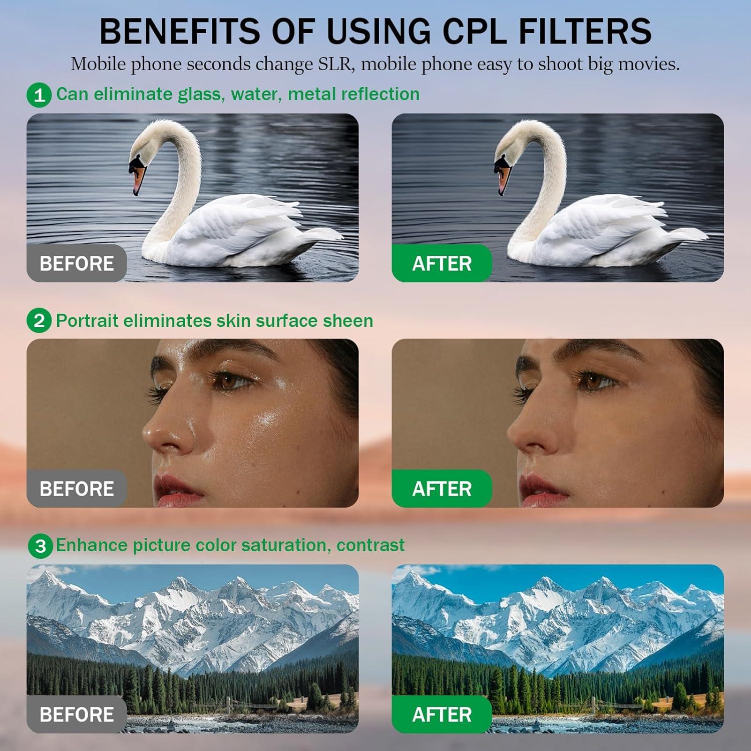 Filtro Polarizador Circular 52mm EYSOFT para Smartphone