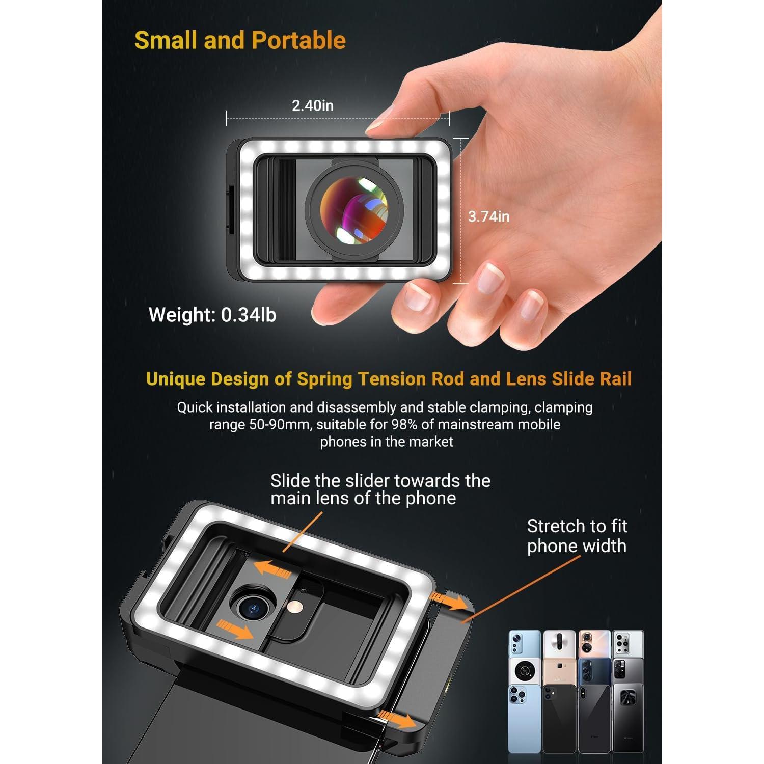 Lente Macro APEXEL 15X con Luz LED para Smartphones