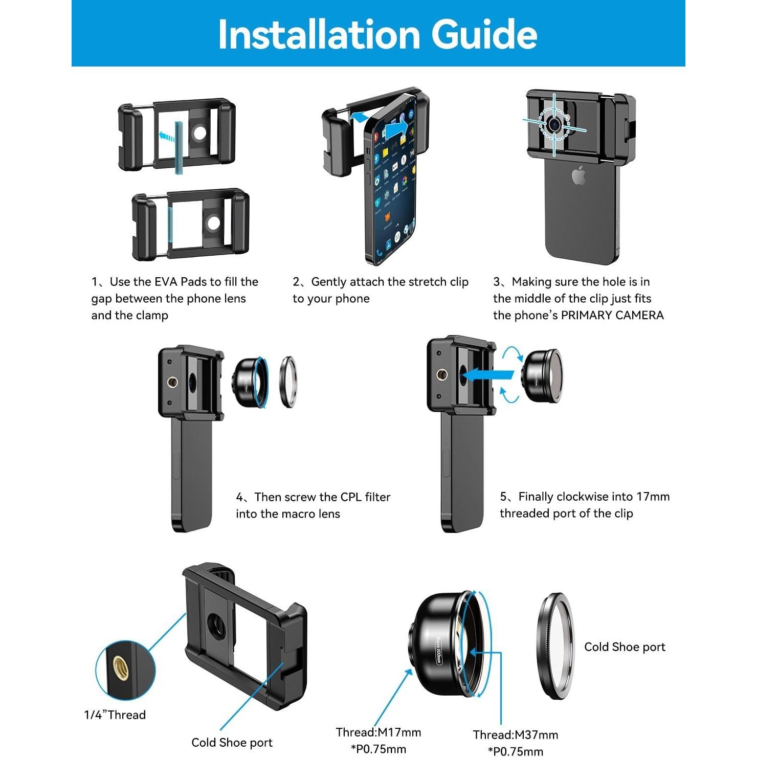 Lente Macro APEXEL 15X con Luz LED para Smartphones