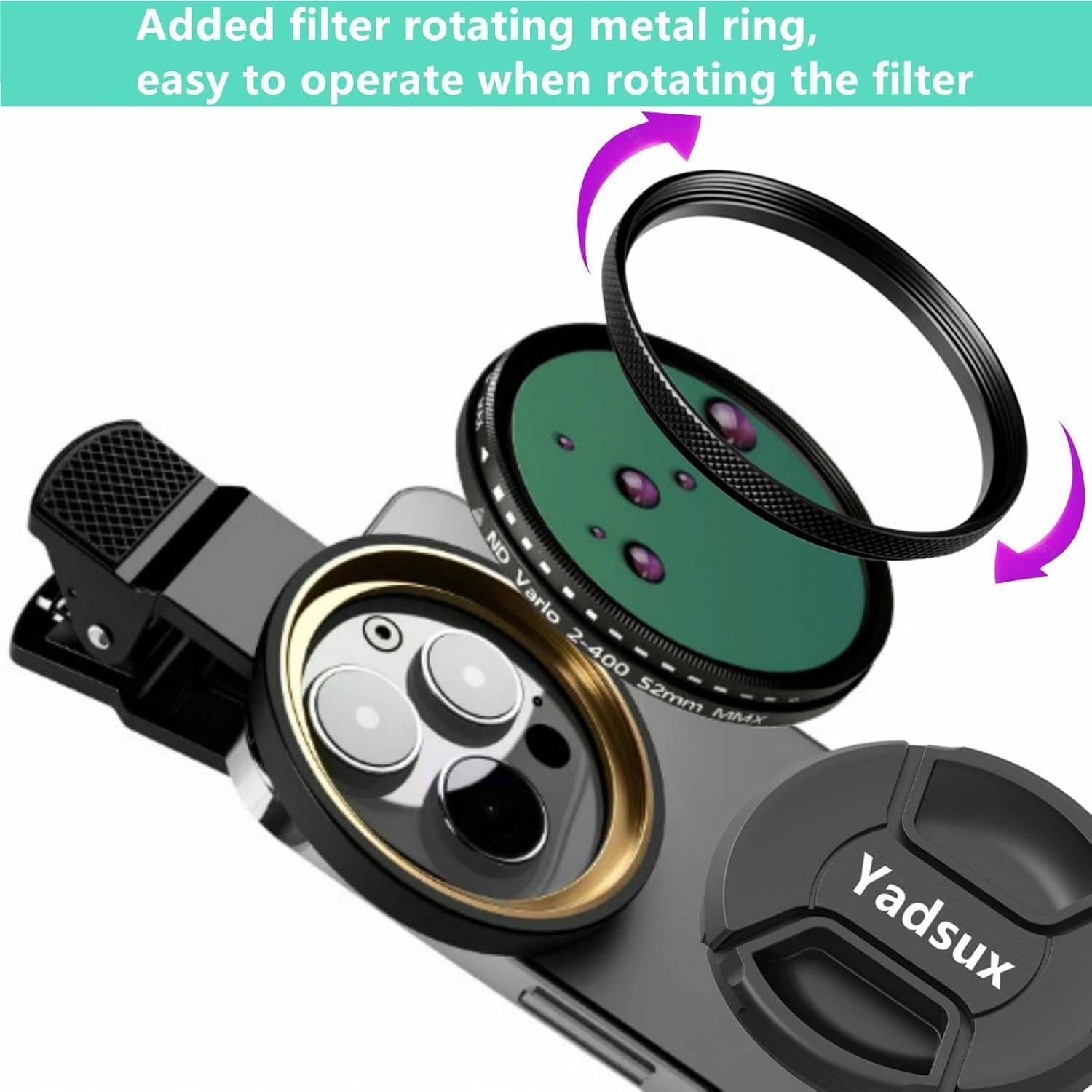 Filtro ND2-ND400 Variable 52mm para Teléfonos Móviles