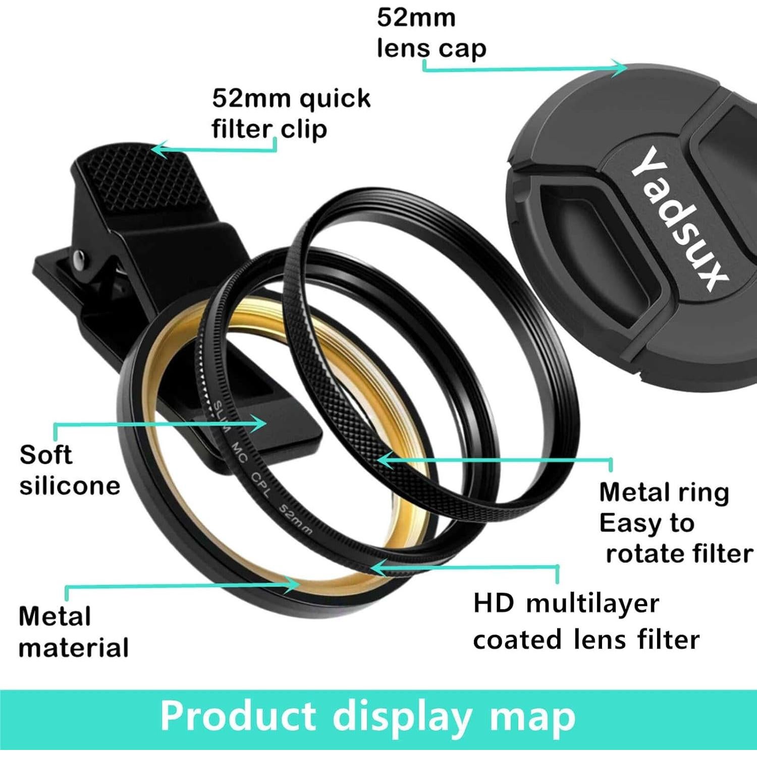 Filtro ND2-ND400 Variable 52mm para Teléfonos Móviles