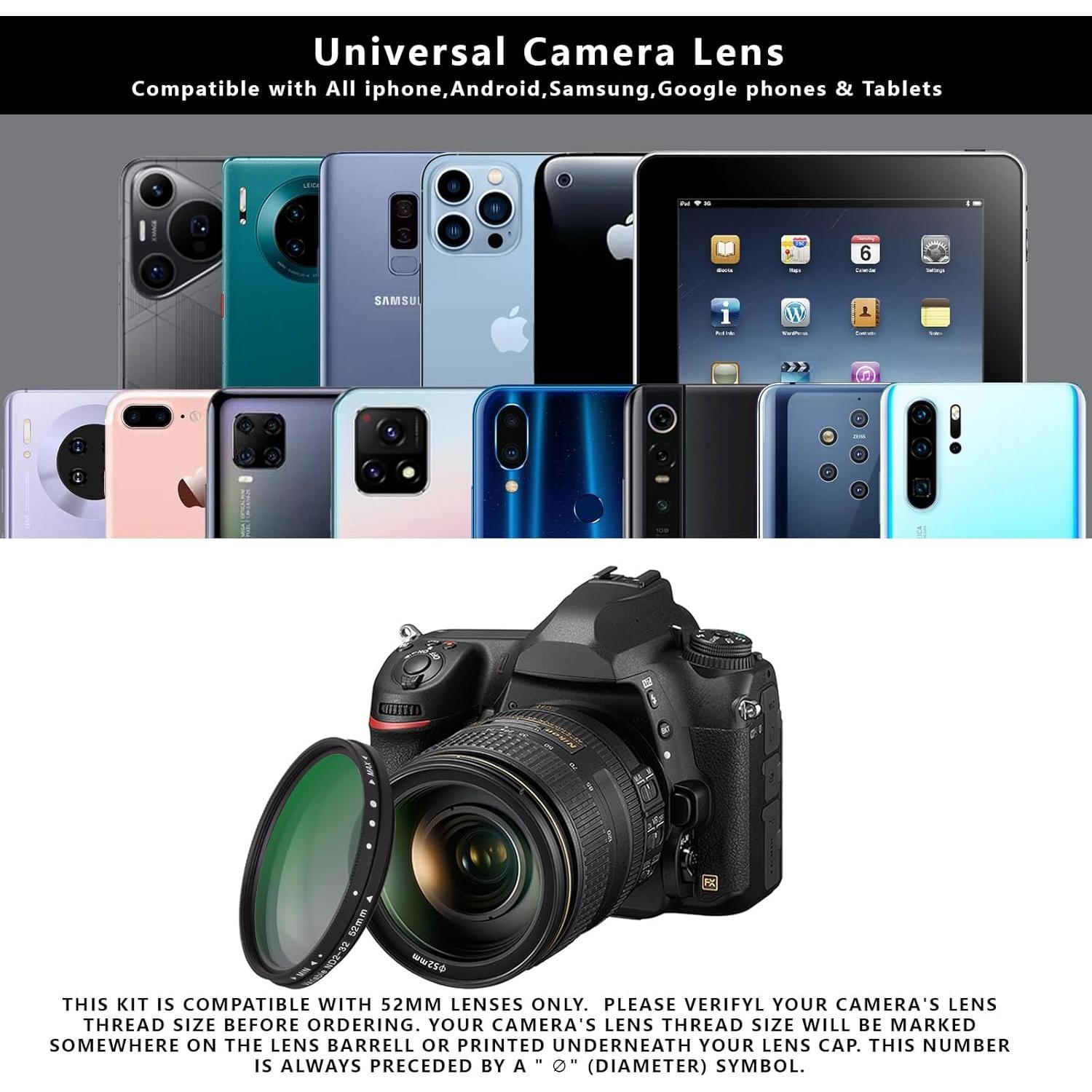 Filtro ND Variable Boysinglens 52MM ND2-32 para Teléfonos