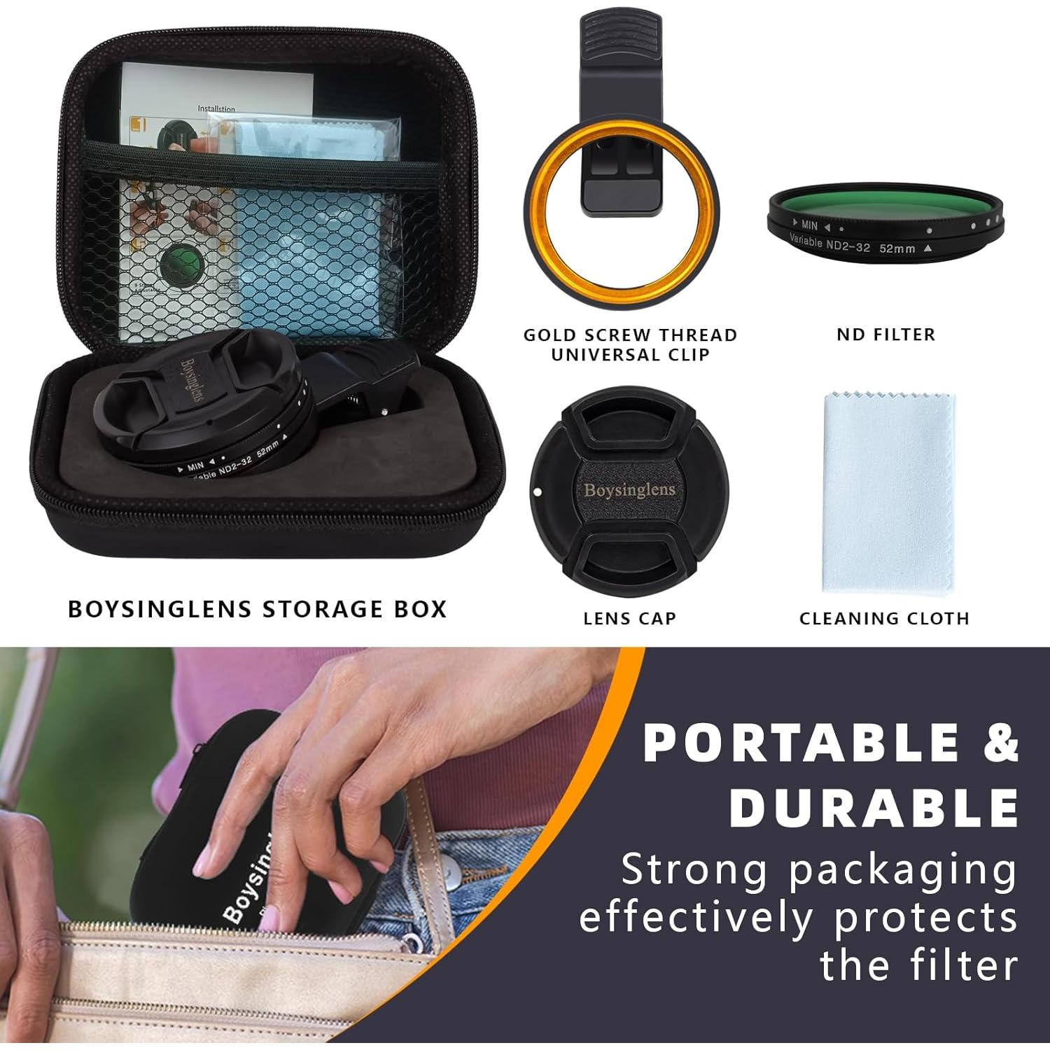 Filtro ND Variable Boysinglens 52MM ND2-32 para Teléfonos