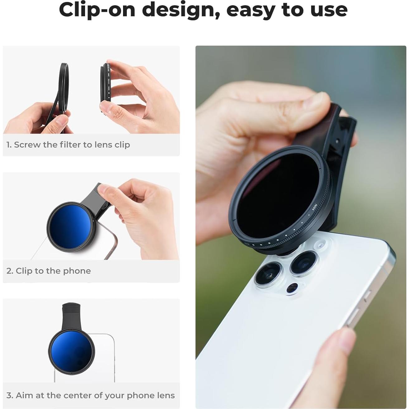 Filtro ND2-400 K&F Concept 52mm Clip-on para Teléfono