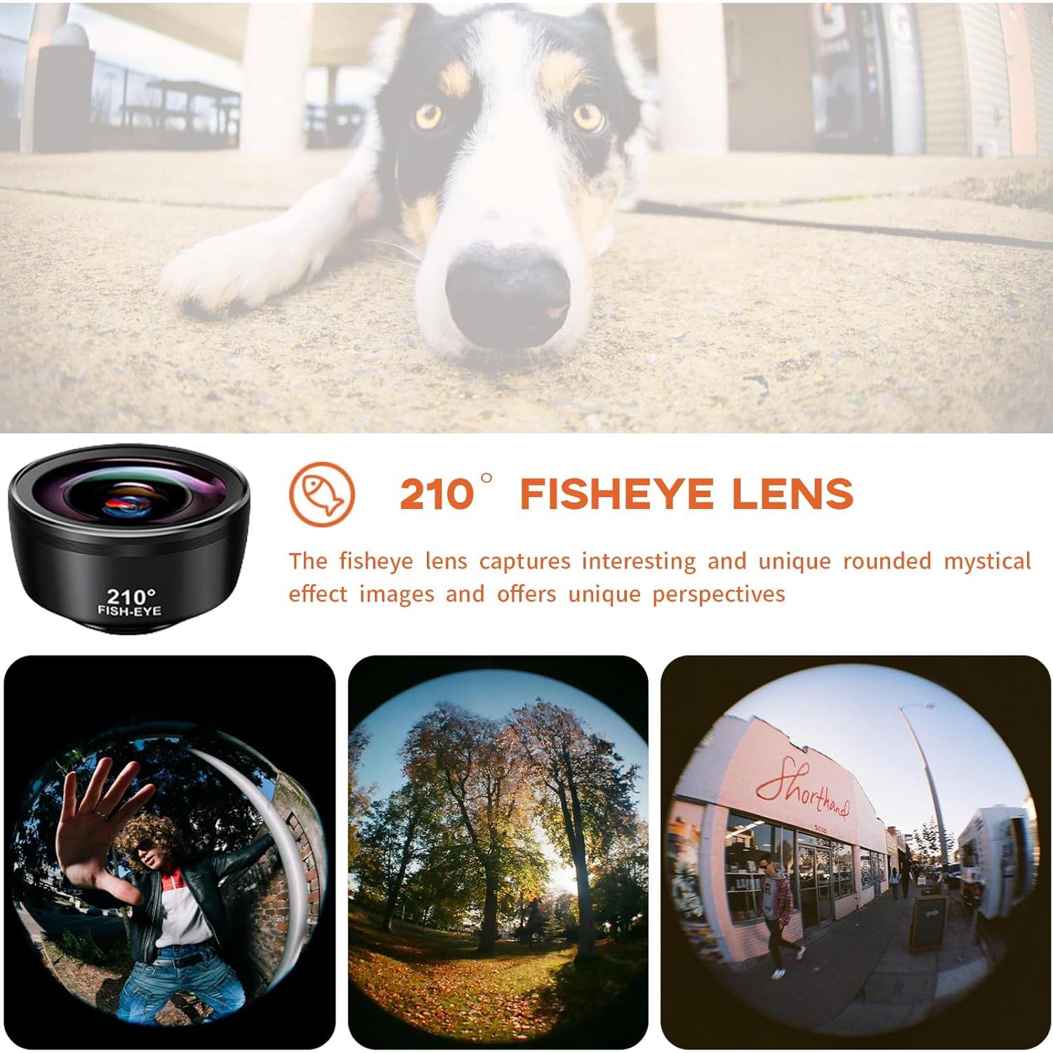Kit de Lentes 3-en-1 Kakotopa para Smartphone - Ojo de Pez, Gran Angular y Macro