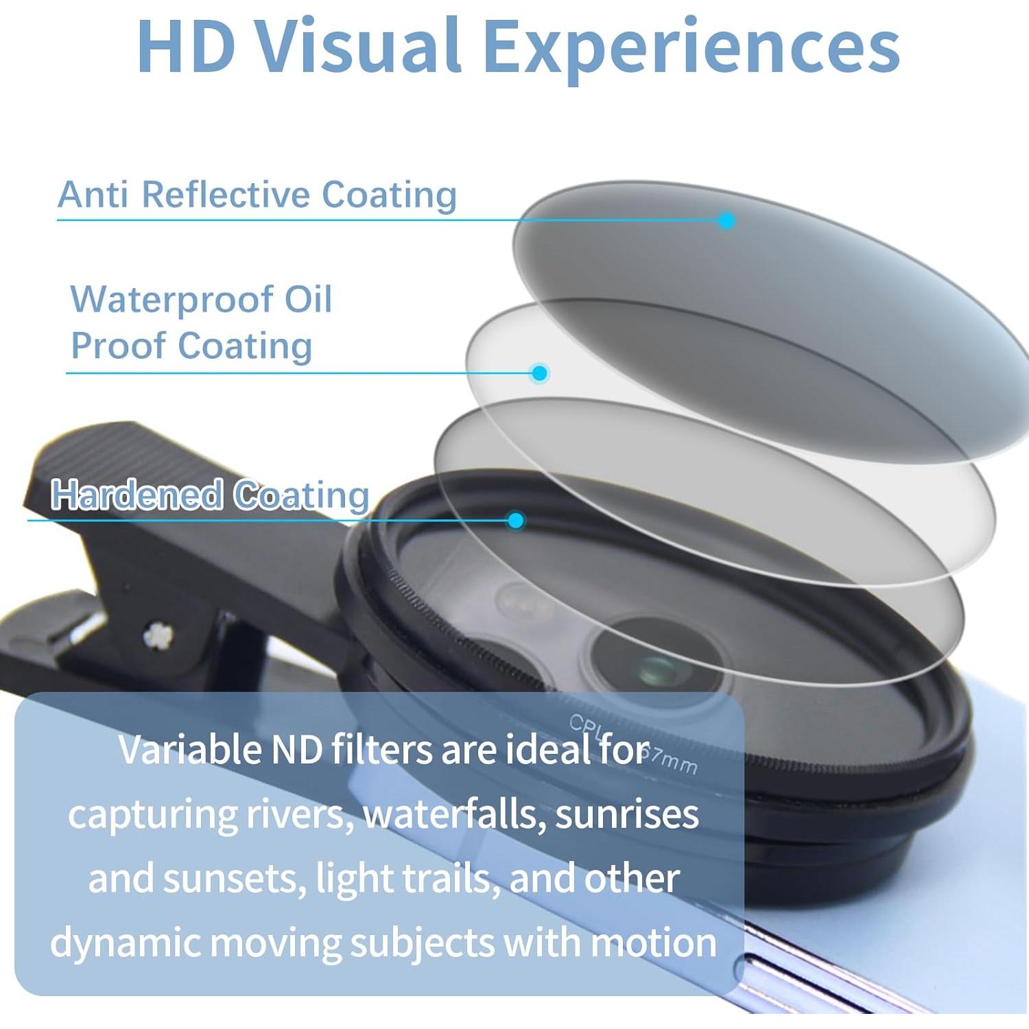 Filtro CPL 67MM Orizizhic para Smartphone - Lente Polarizada