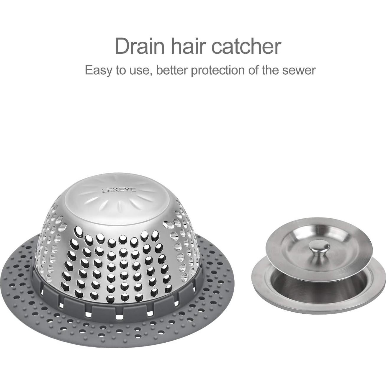 Protector de Drenaje LEKEYE 7070 Acero Inoxidable Gris